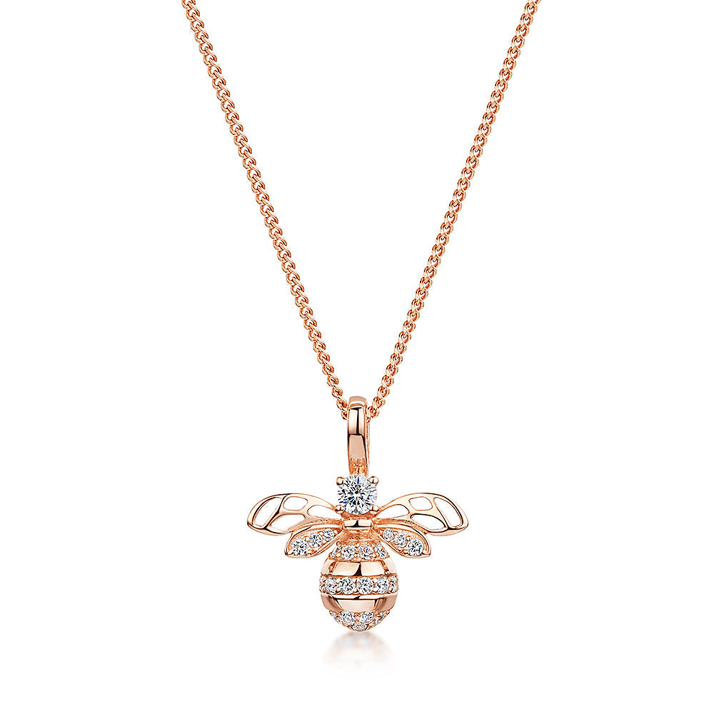 18ct Rose Gold Vermeil Large  Bumble Bee Necklace