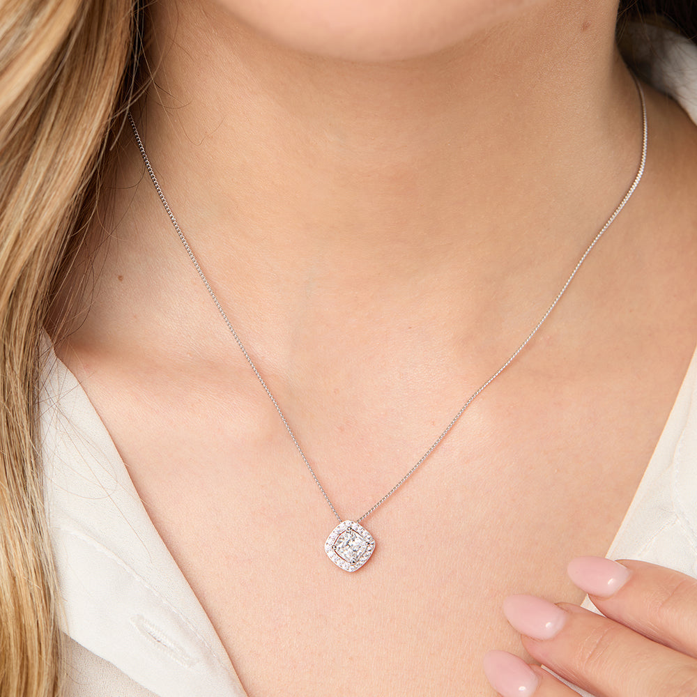 Sterling Silver 1.25ct Halo Pendant
