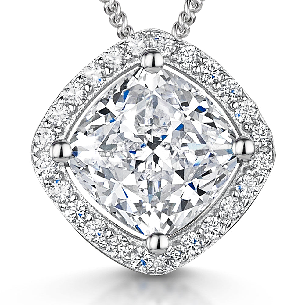 Sterling Silver 3 Carat Halo Pendant