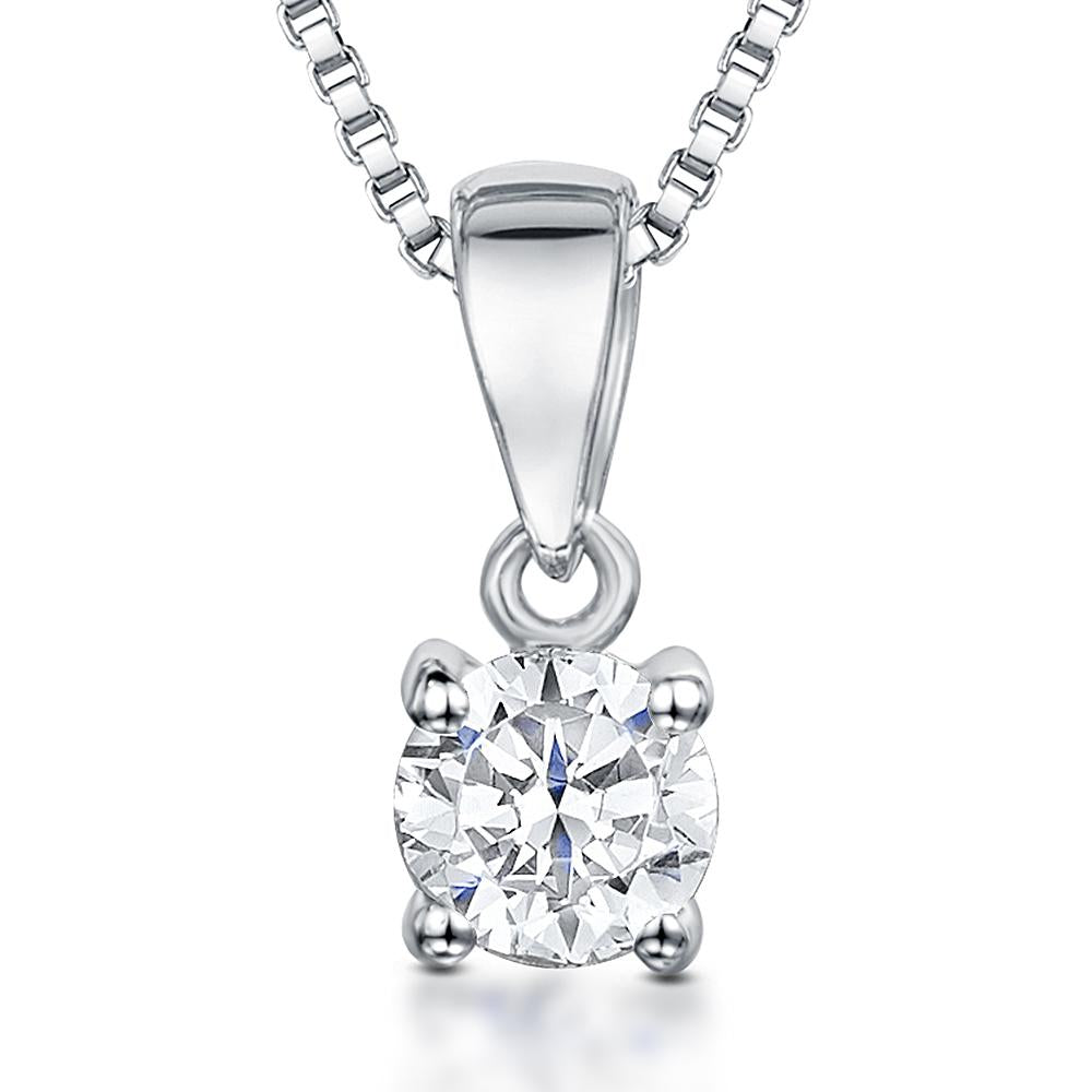 Sterling Silver  Half Carat Solitaire Cubic Zirconia Pendant