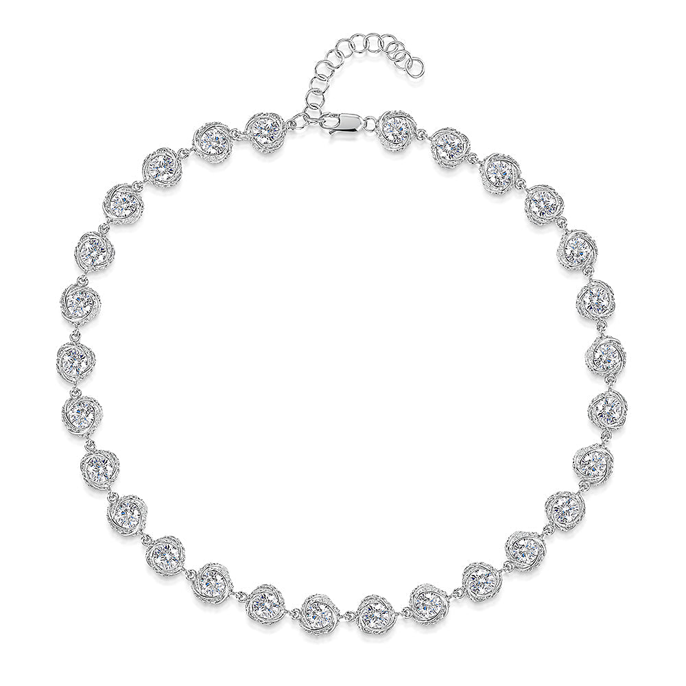 Sterling Silver Solitaire Swirl  Full Necklace