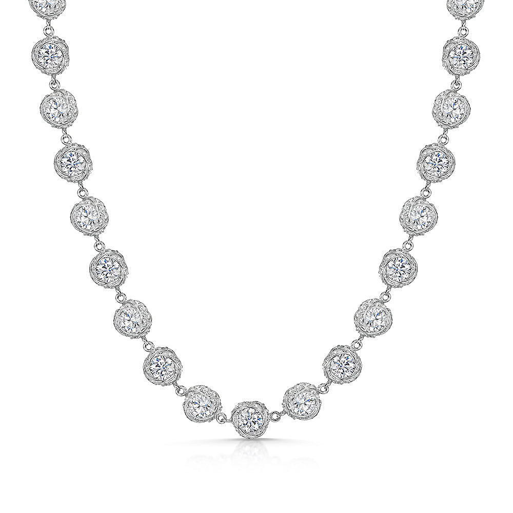 Sterling Silver Solitaire Swirl  Full Necklace