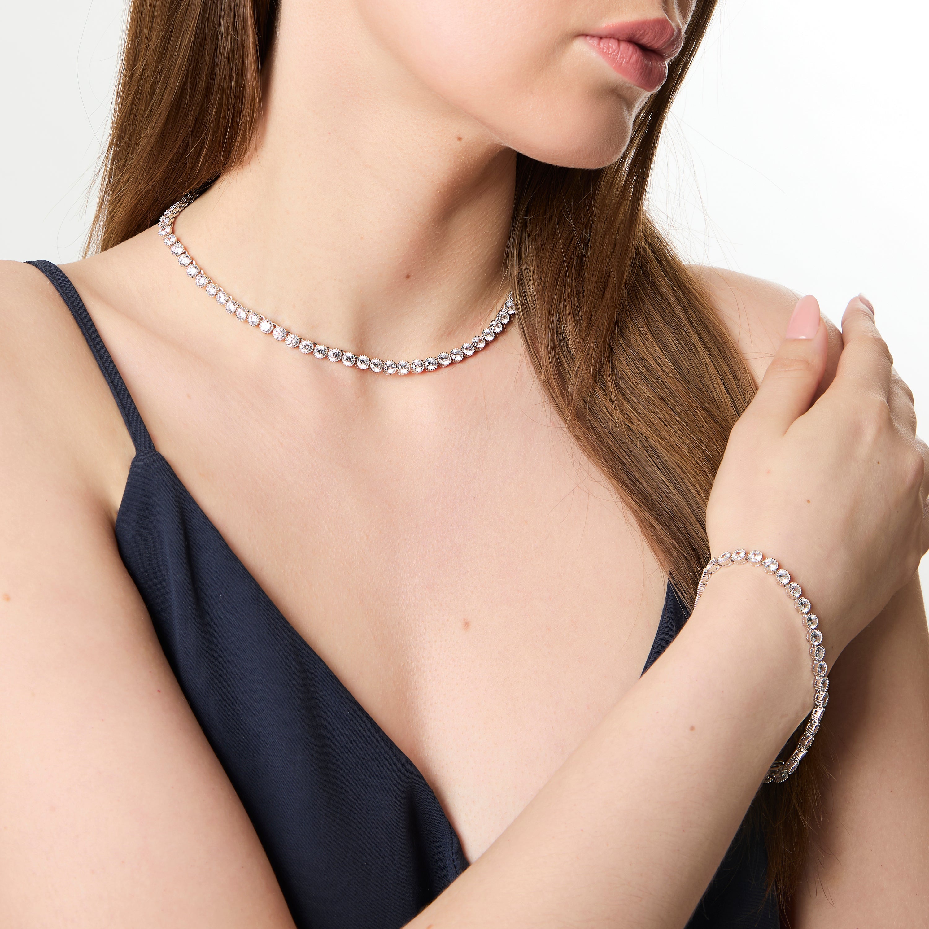 Sterling Silver Migrain Set Full Necklace