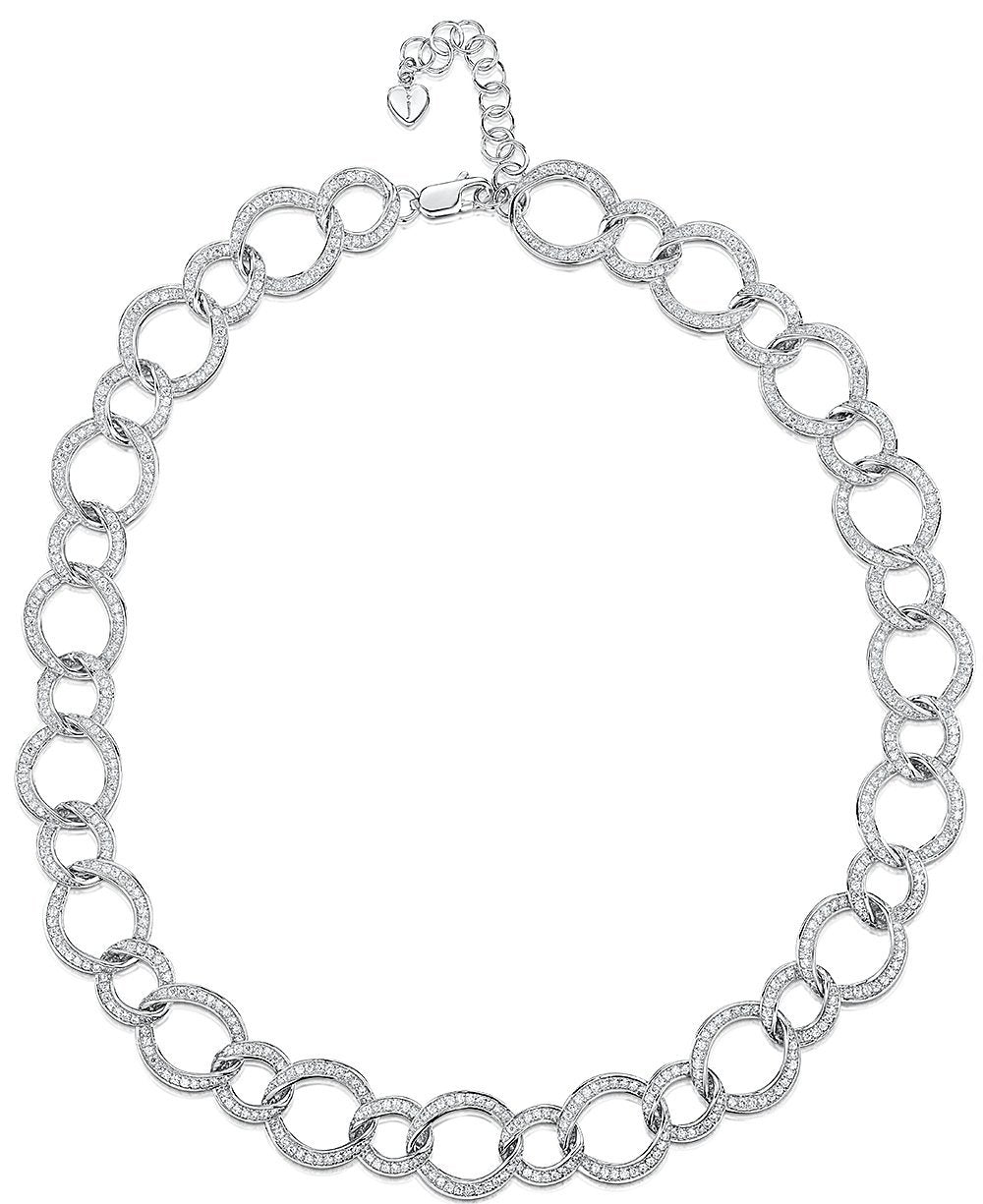 Sterling Silver Full Link  Cubic Zirconia Necklace