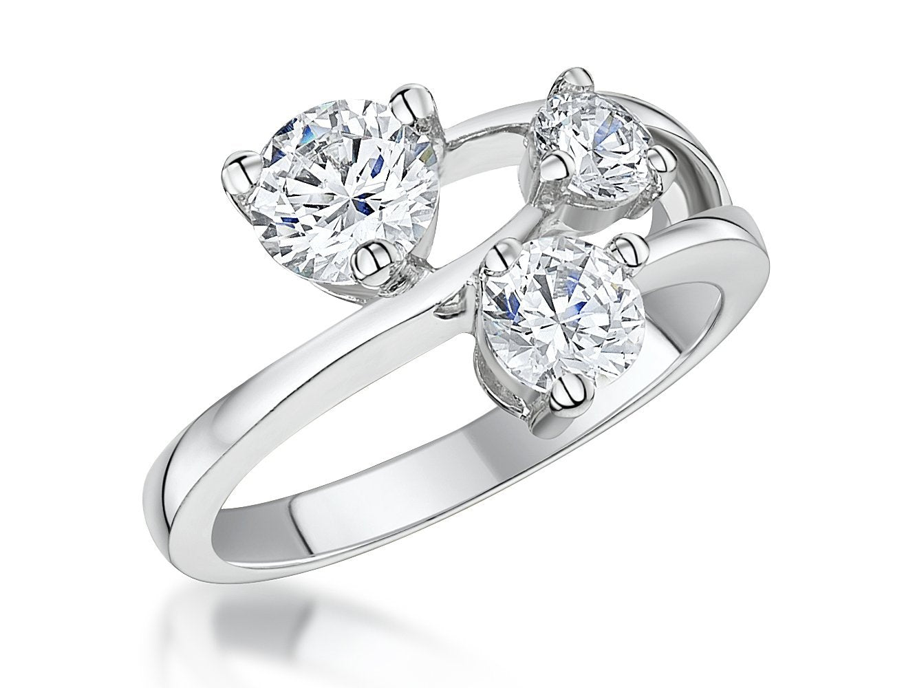 Sterling Silver Three Stone  Graduated Cubic Zirconia Ring