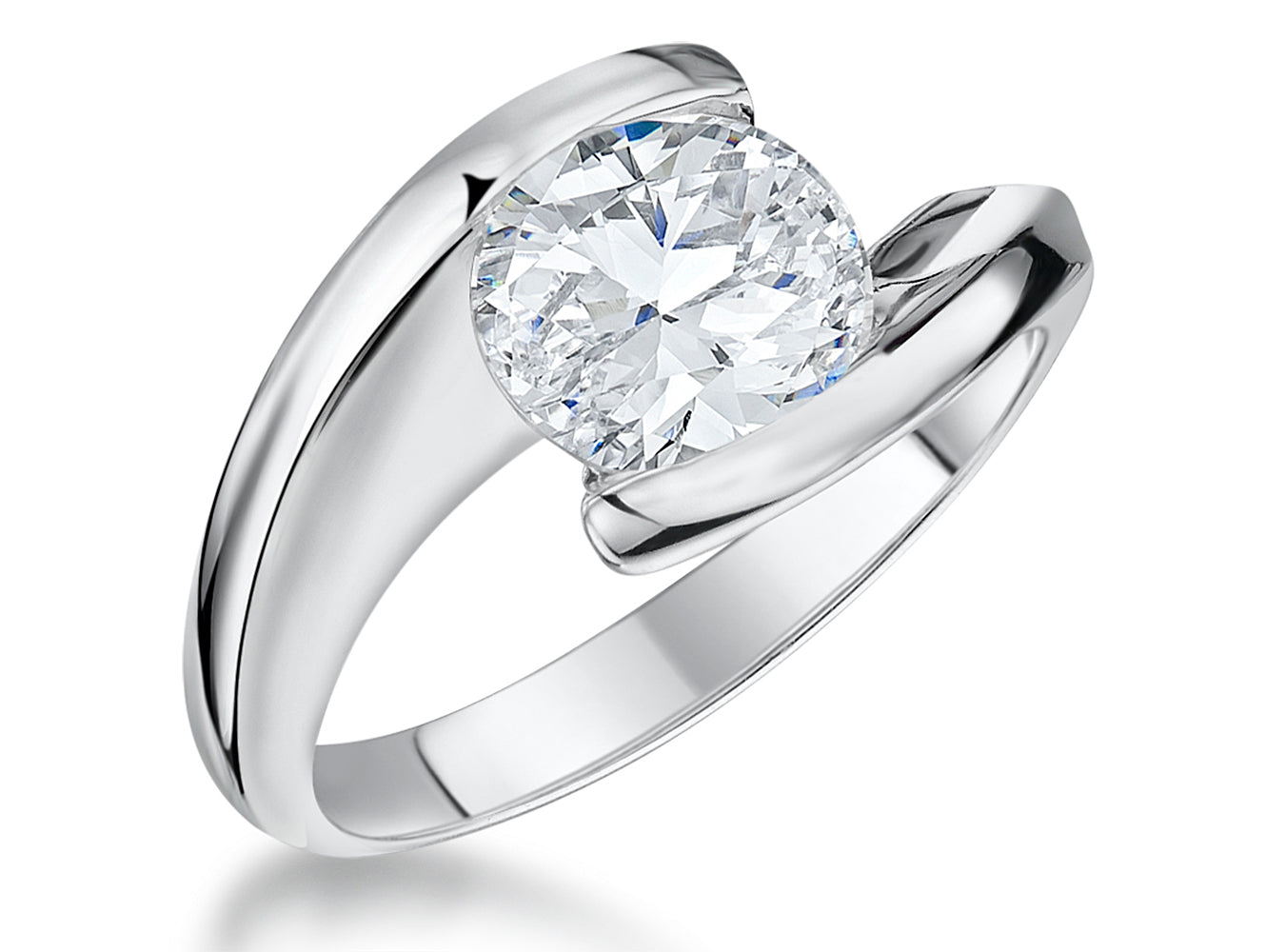 Sterling Silver   2 Carat Cubic Zirconia Ring