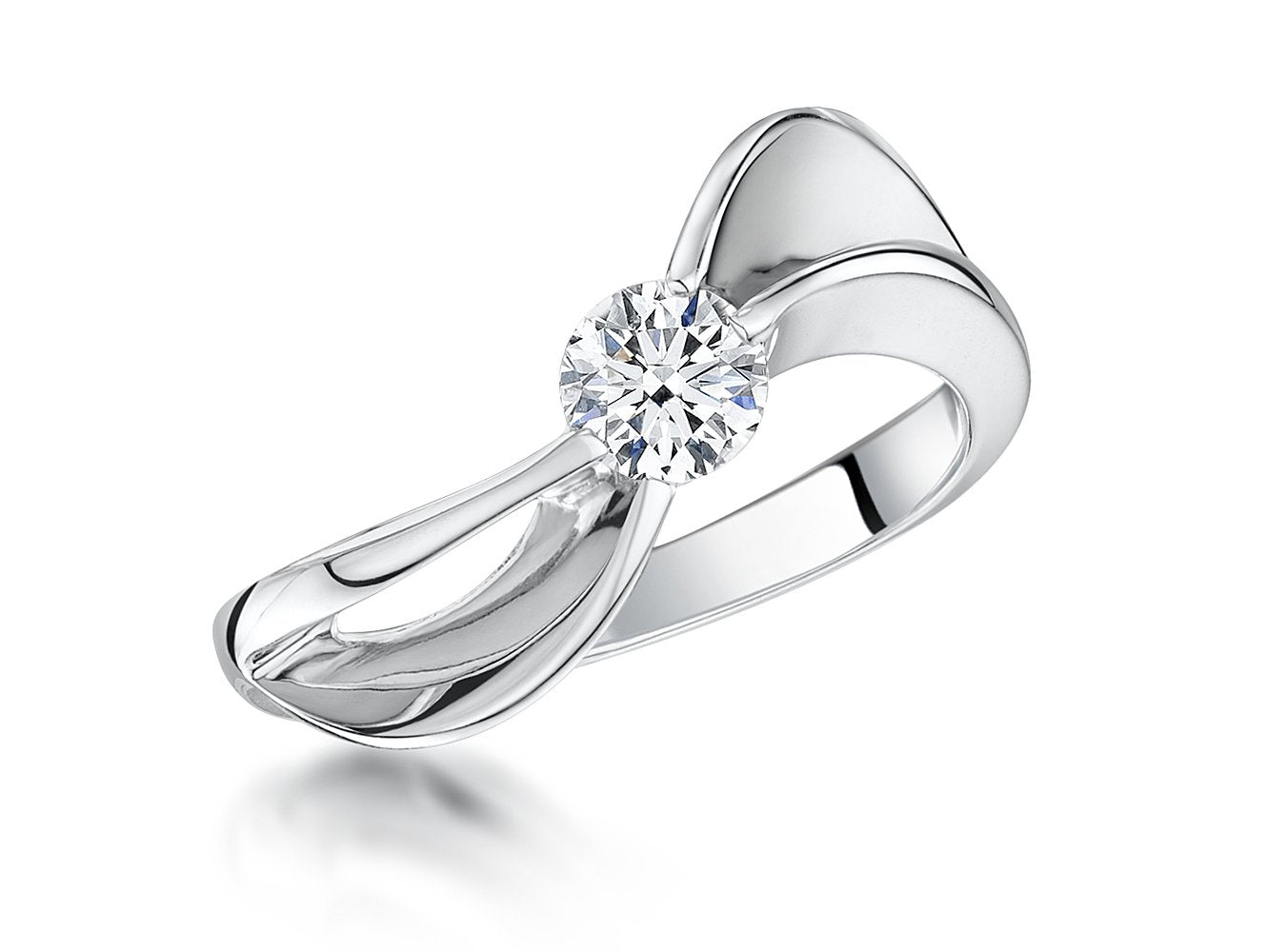 Sterling Silver Half Carat Twisted  Solitaire Ring