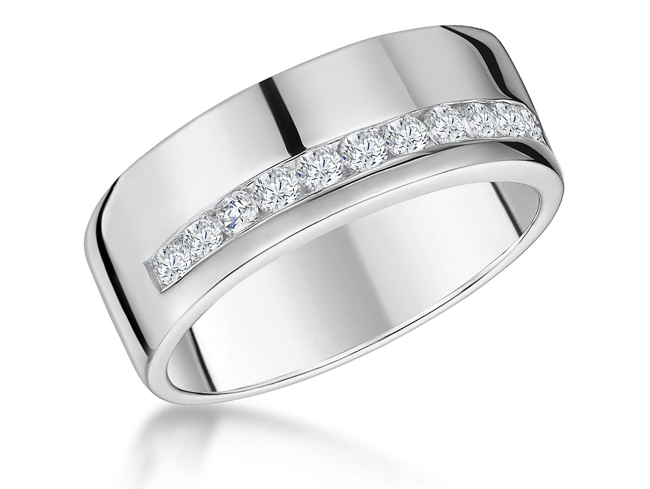Sterling Silver And Rail Set Cubic Zirconia Ring