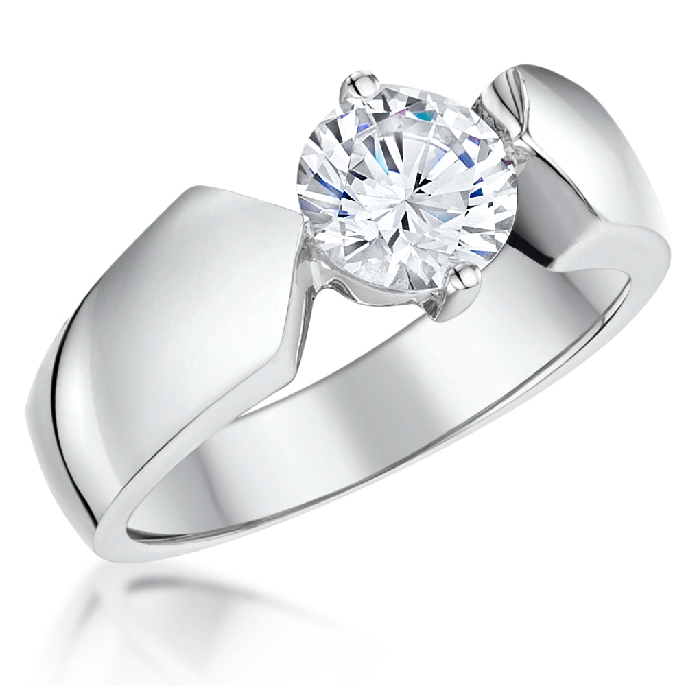 Sterling Silver  Chunky Tension Set Cubic Zirconia Ring