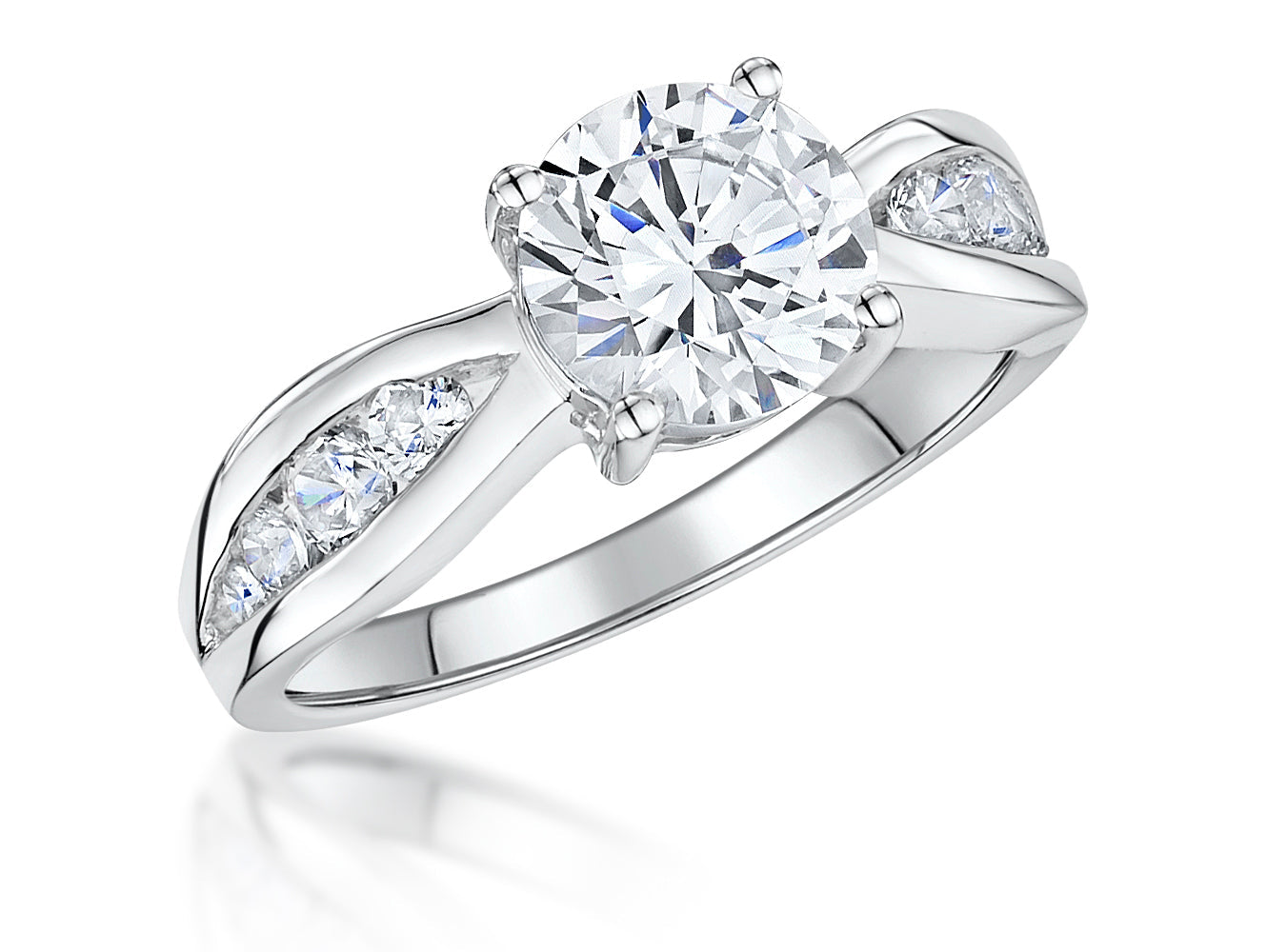 Sterling Silver Split Shoulder 2 Carat Solitaire Ring
