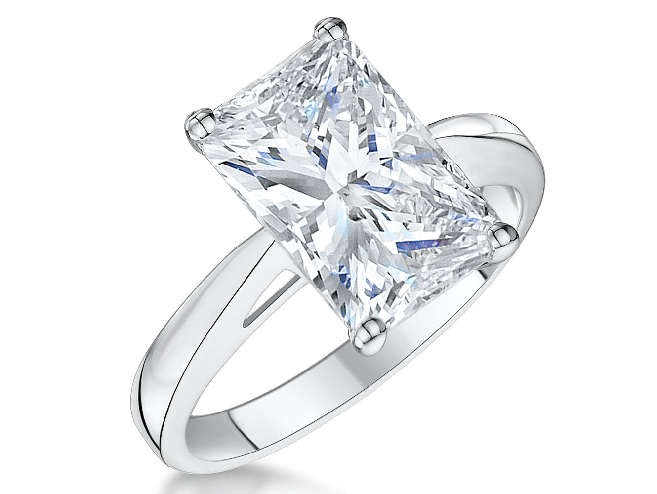 Sterling Silver 3.87 Carat Cubic Zirconia  Princess Cut Solitaire Ring