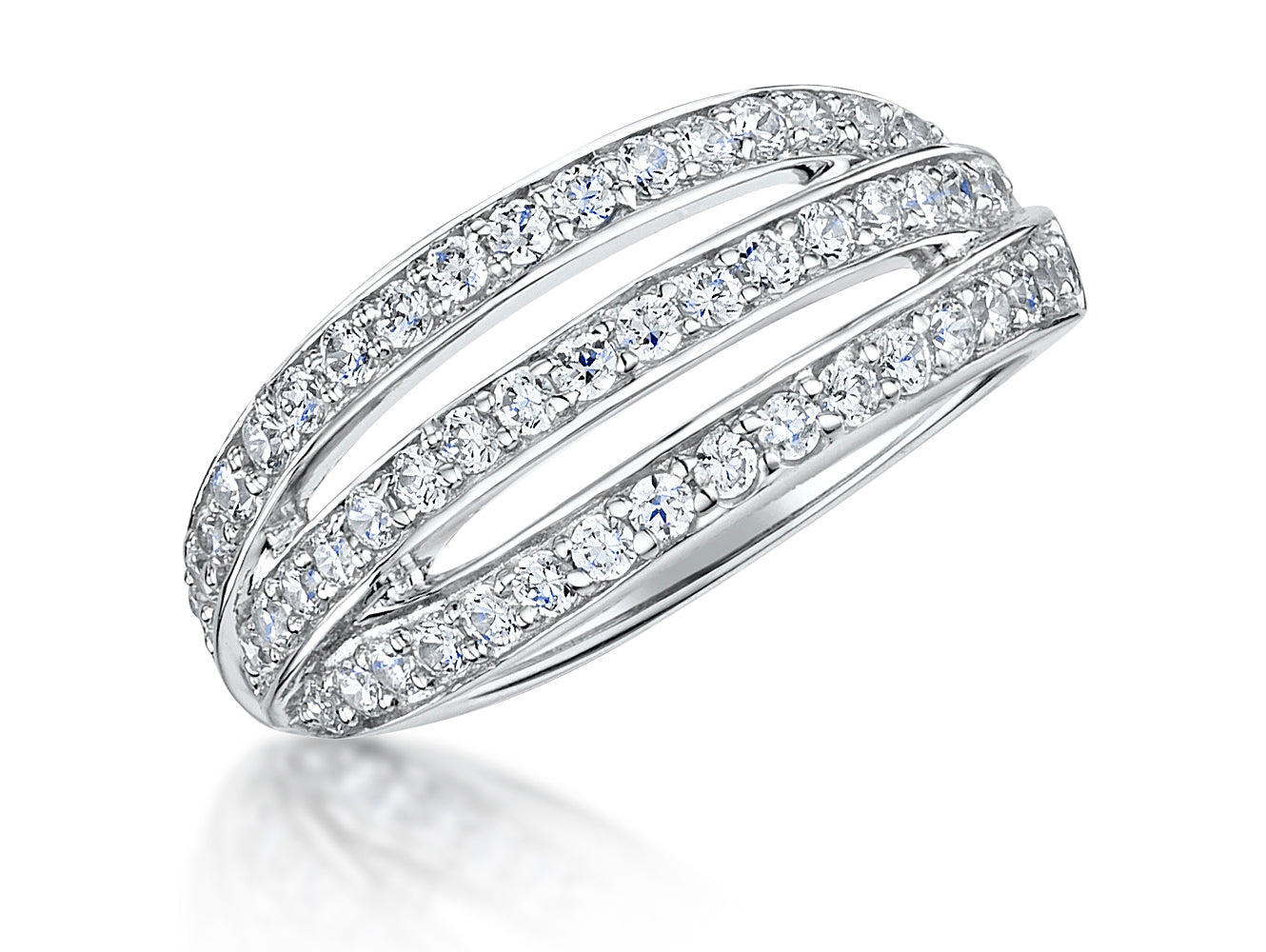 Sterling Silver  Cubic Zirconia Triple Band Ring