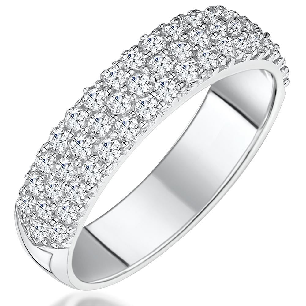 Sterling Silver Half Micro Pave Set  Cubic Zirconia Ring