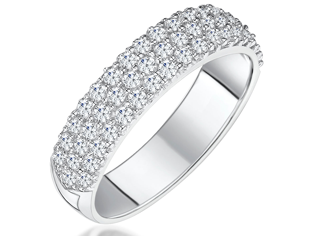 Sterling Silver Half Micro Pave Set  Cubic Zirconia Ring