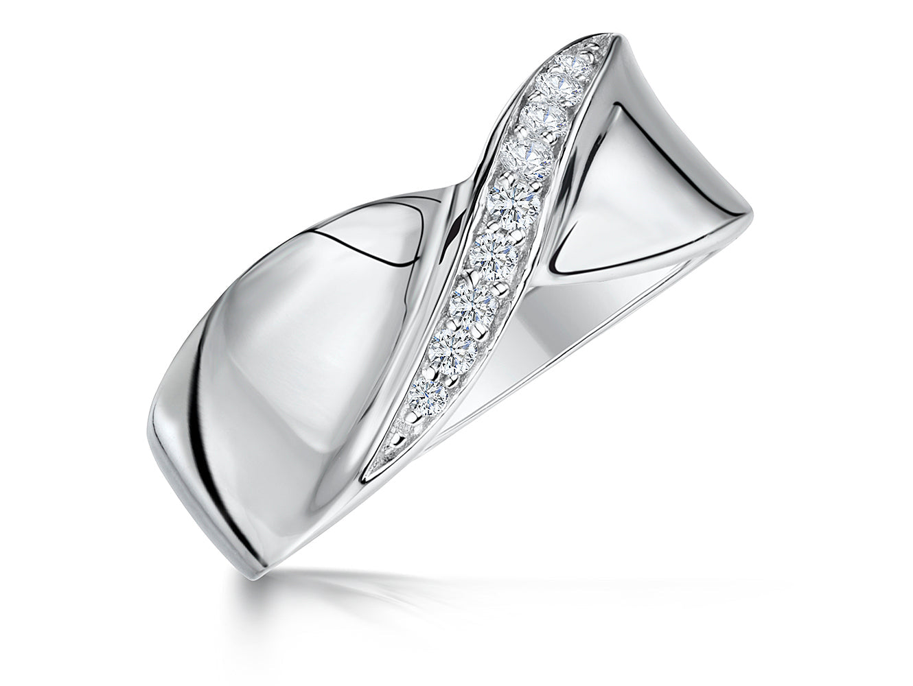 Sterling Silver Cubic Zirconia  Twisted Band Ring