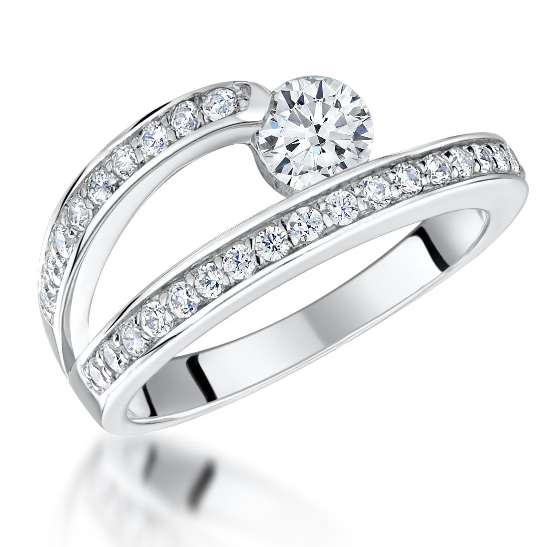Sterling Silver Stone Set Open Band Ring