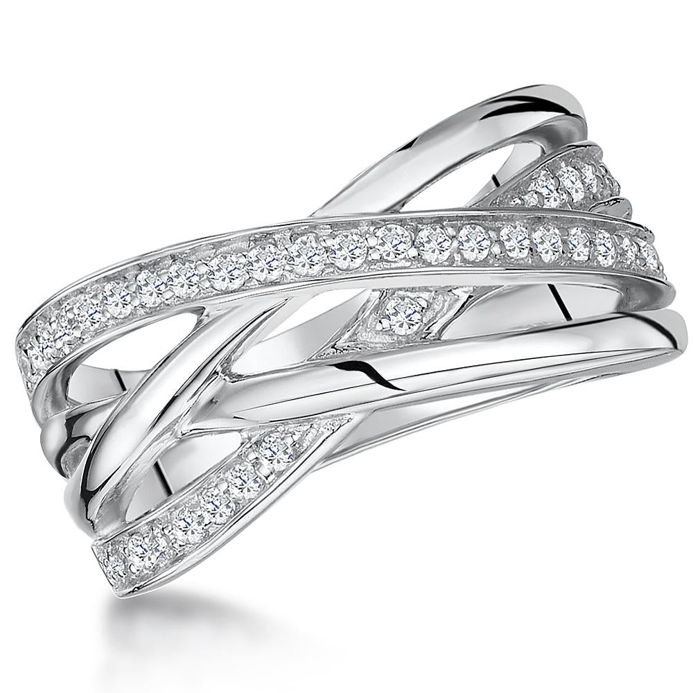 Sterling Silver Double Crossover Band Ring