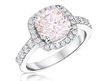 Sterling Silver 3 Carat Light Pink Zirconia Halo Ring
