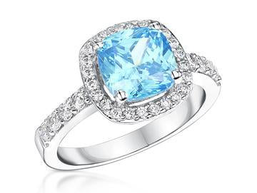 Sterling Silver Ocean Blue Zirconia Ring