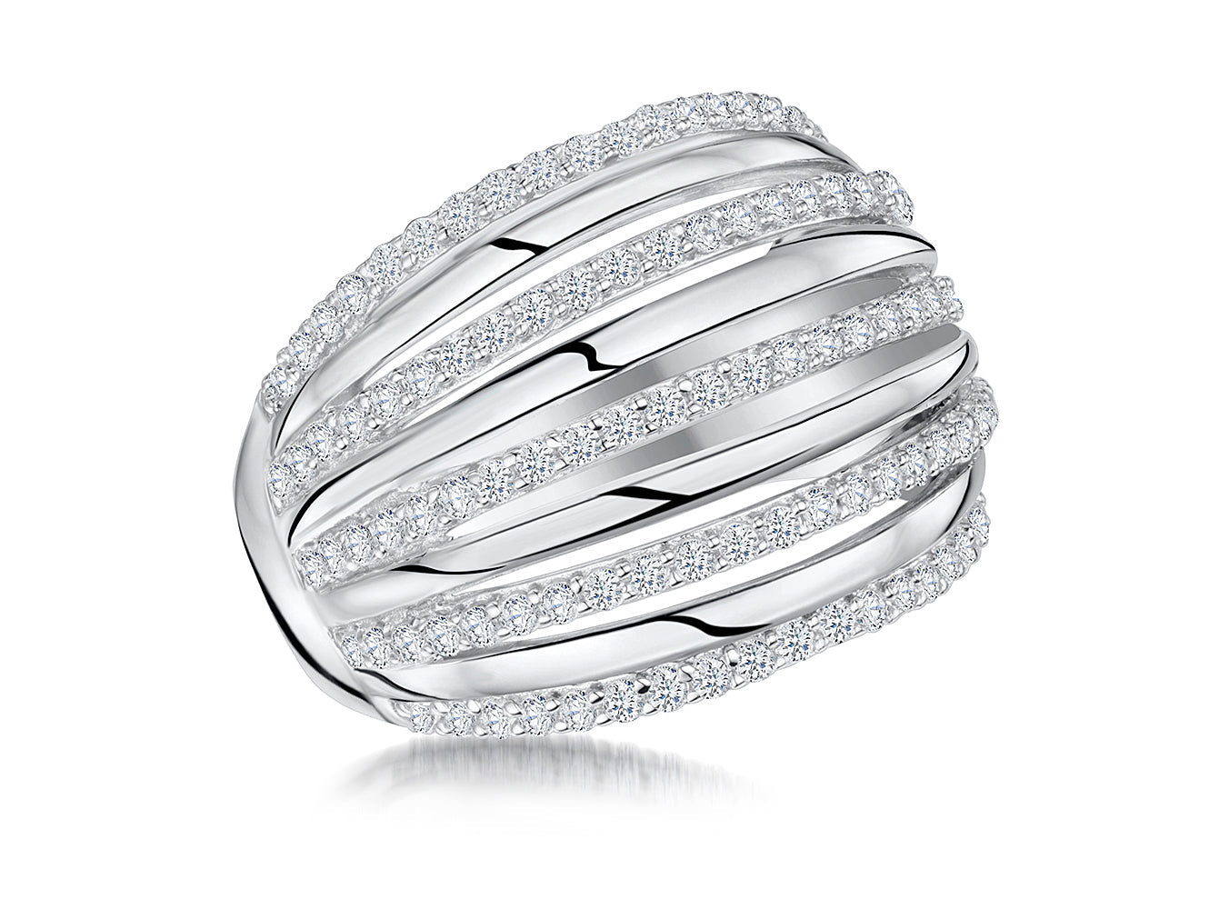 Sterling Silver Five Strand Open Band Ring