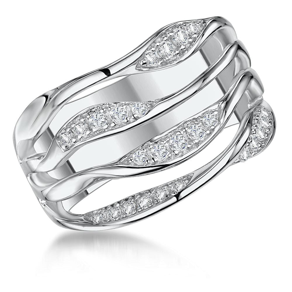 Sterling Silver Four Open Twisted  Band Ring