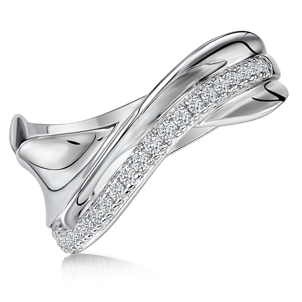 Sterling Silver Cubic Zirconia Twisted Band Ring