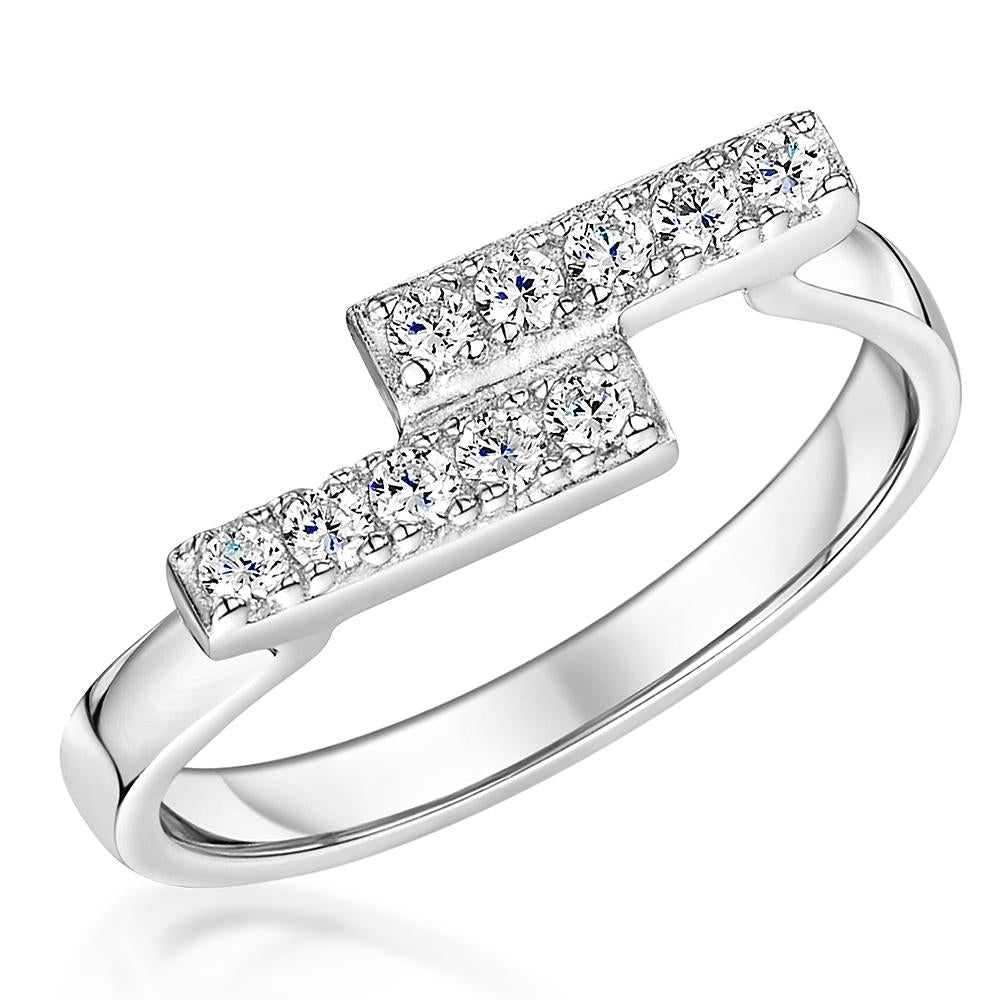 Sterling Silver Offset Cubic Zirconia Ring