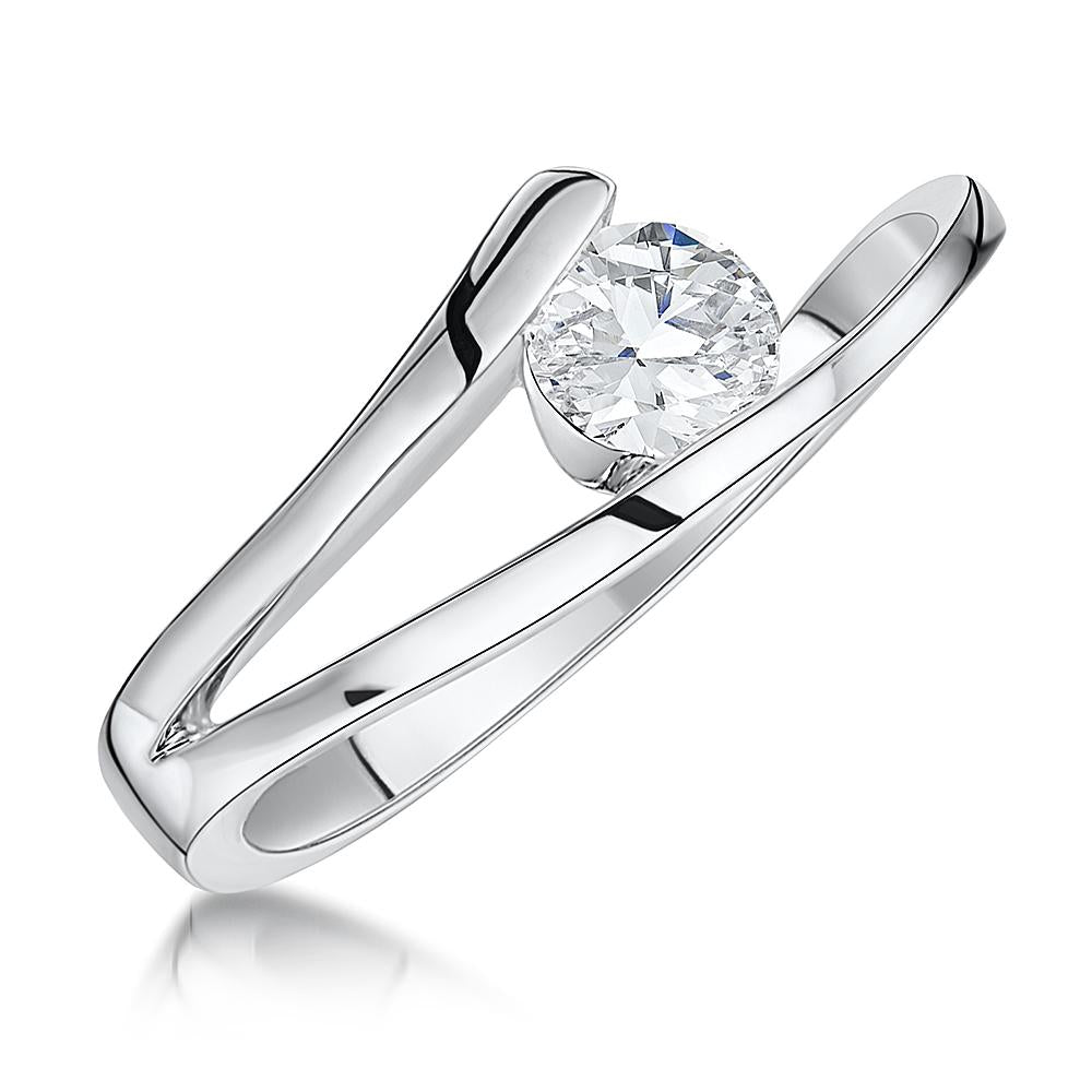 Sterling Silver Solitaire Tension Set Ring
