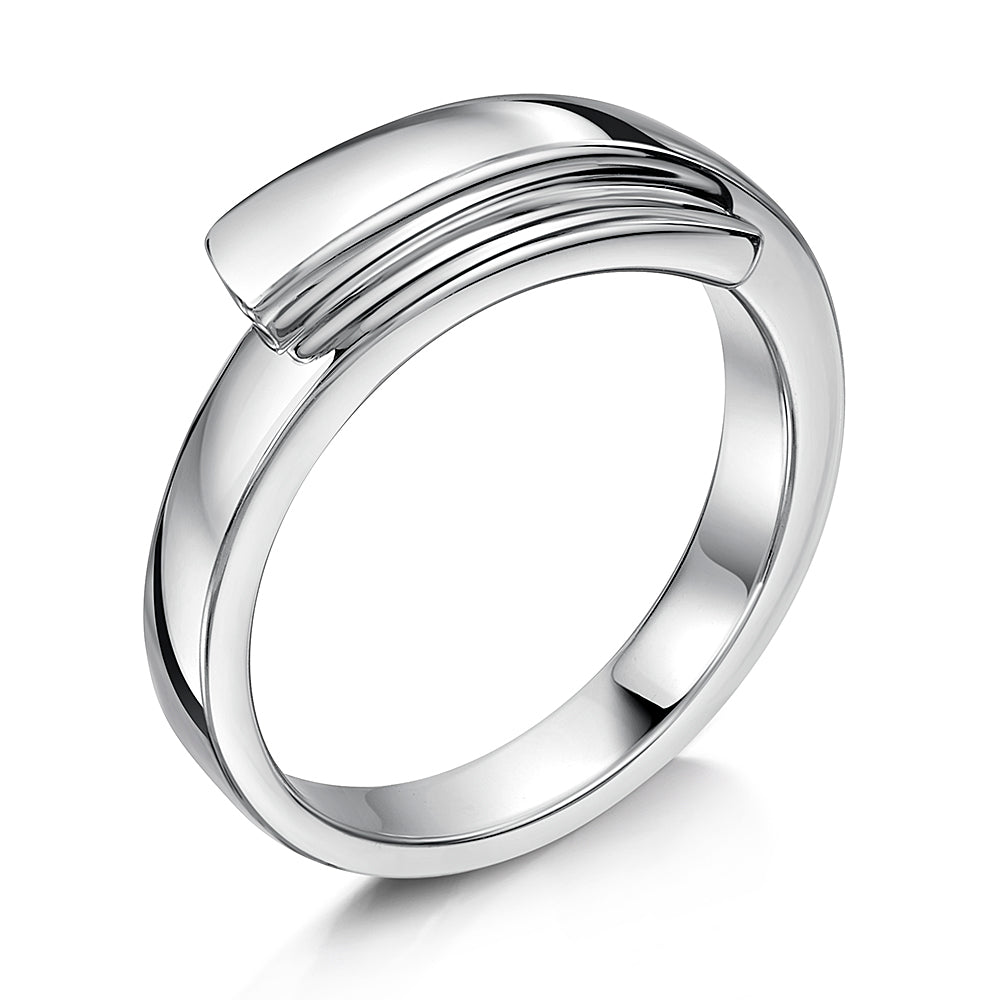Sterling Silver Wrap Over Band Ring