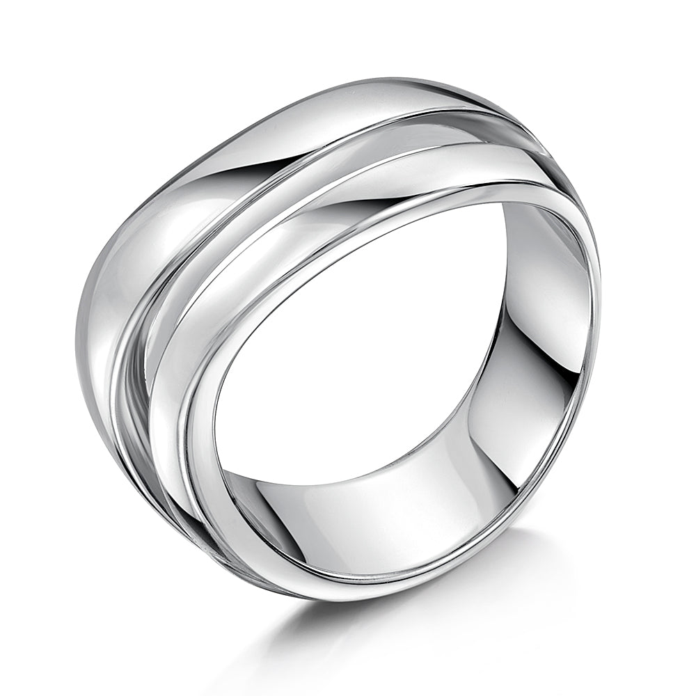 Sterling Silver Solid  Polished Double Row Wave Ring