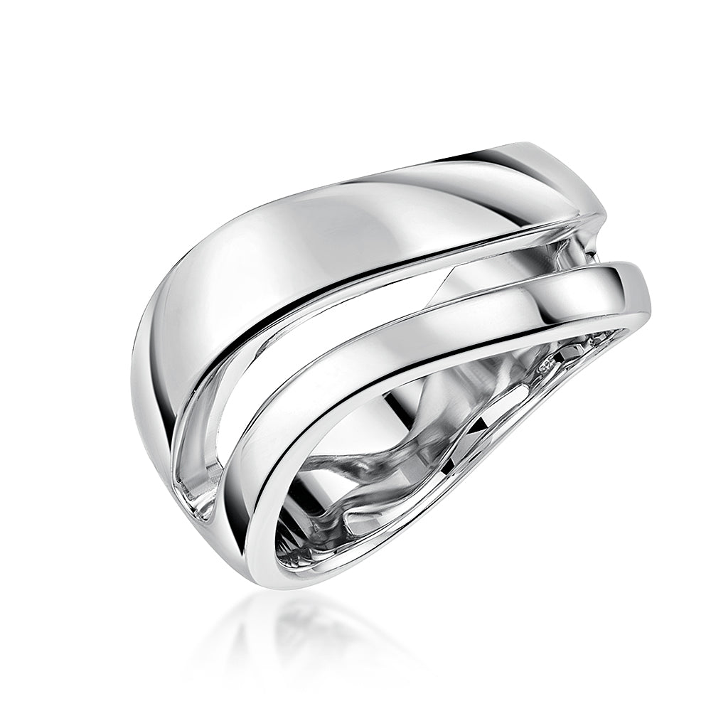 Sterling Silver Solid  Polished Double Row Wave Ring