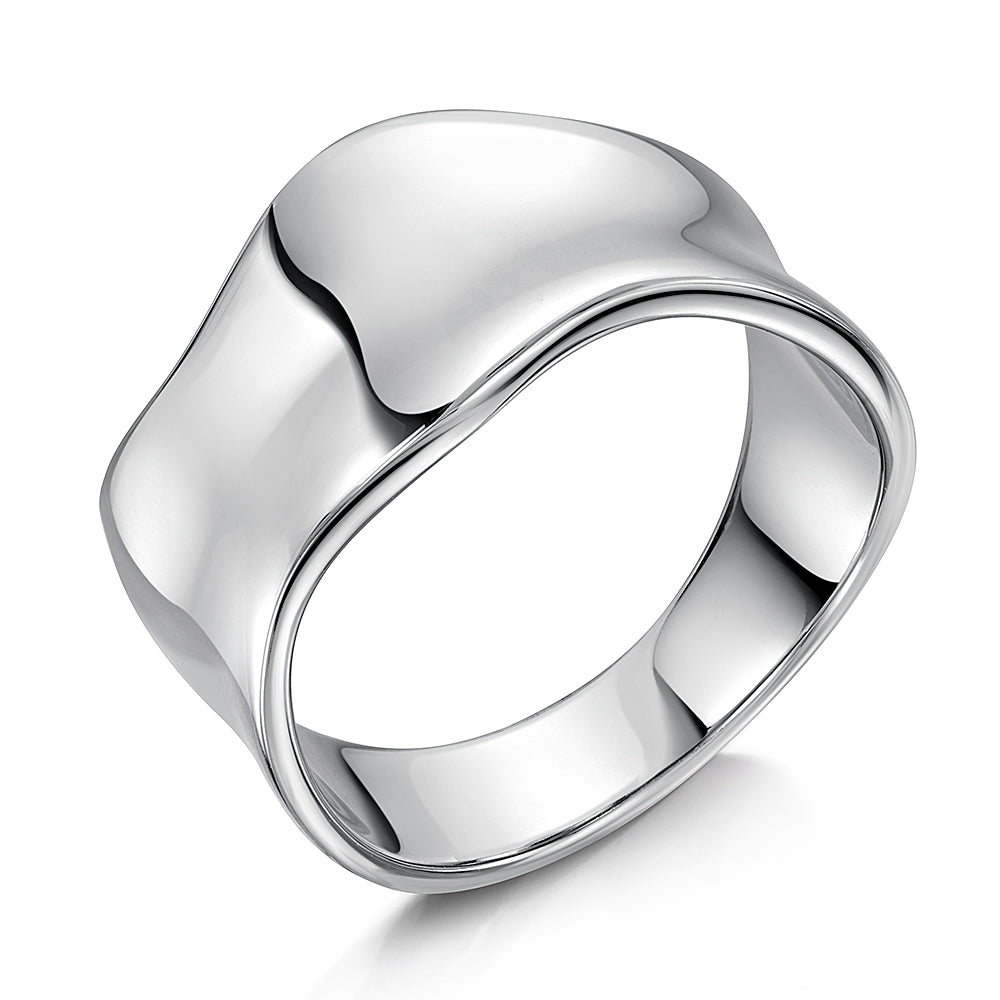Sterling Silver Wide Concave Wave Ring