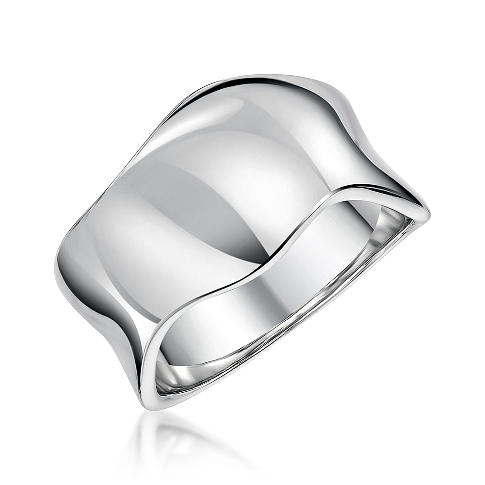 Sterling Silver Wide Concave Wave Ring
