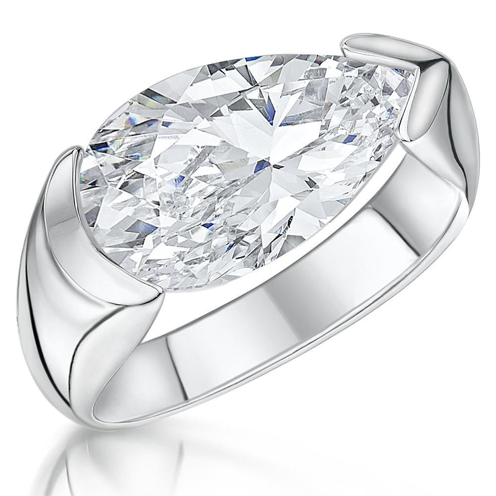Sterling Silver  5.75 Carat  Pear Solitaire Ring
