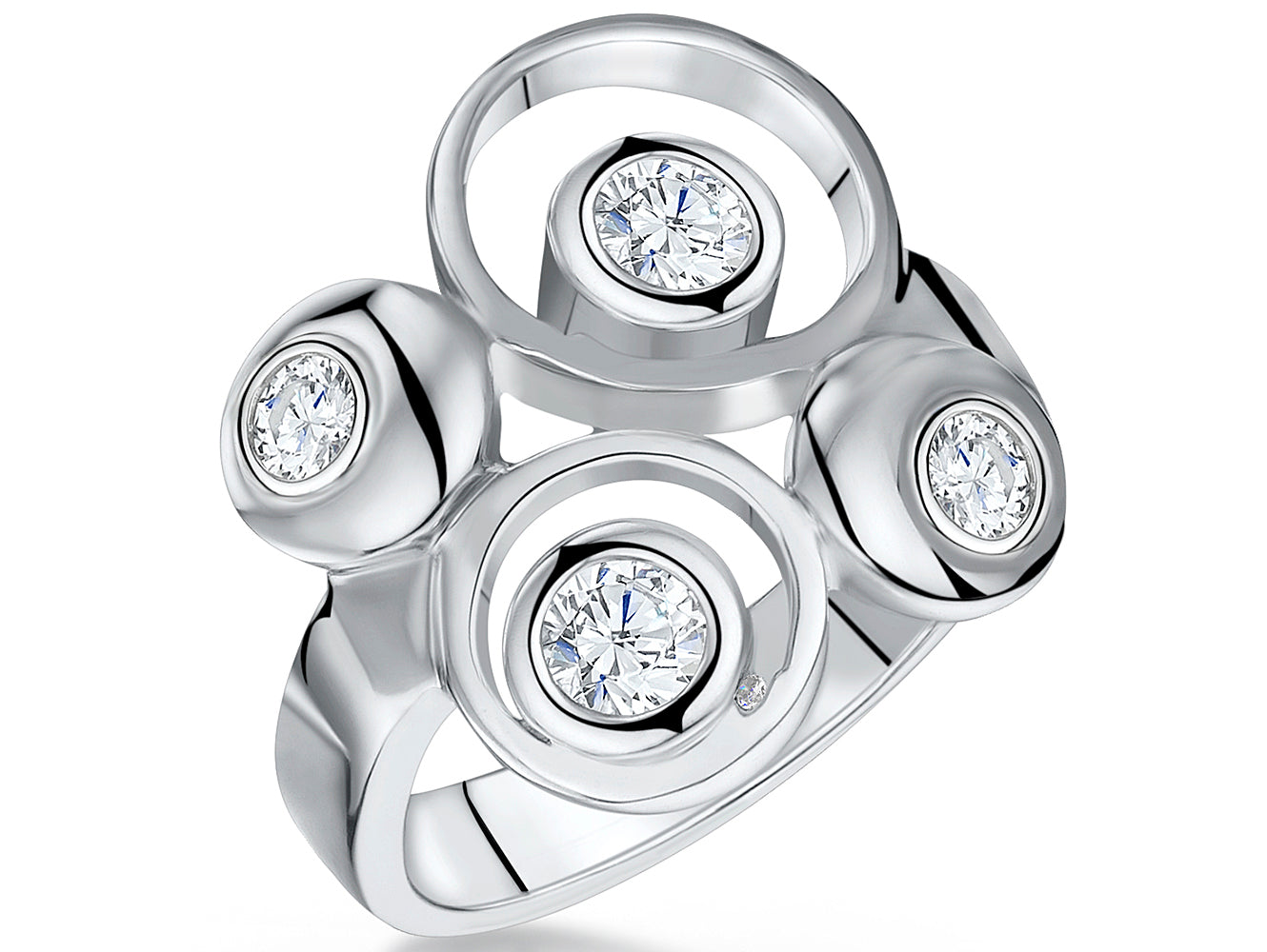 Sterling Silver With Four Bezel Set Stones