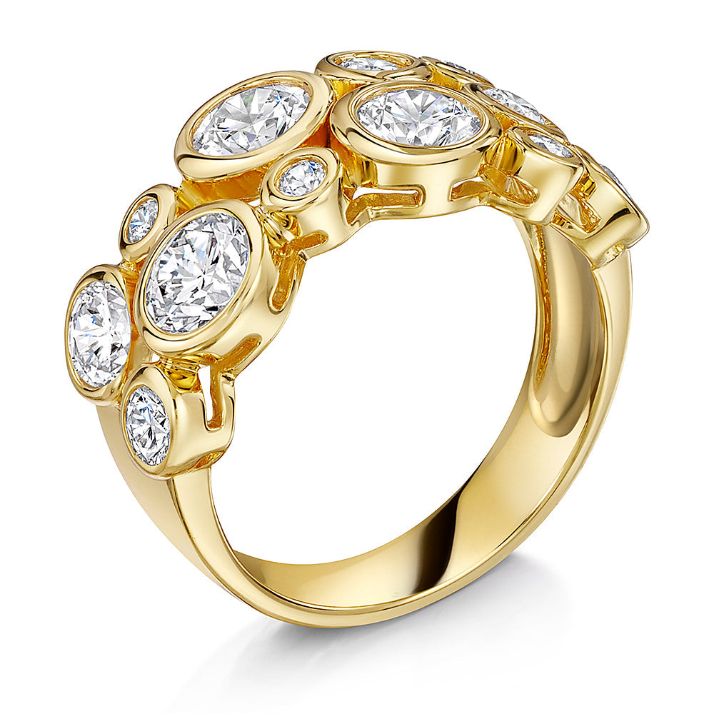 Yellow Gold Multi Stone Cubic Zirconia Bubble Ring