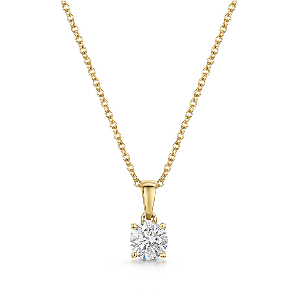 Solitaire 0.5 Carat Lab Grown Diamond Pendant Set in 9ct Yellow Gold