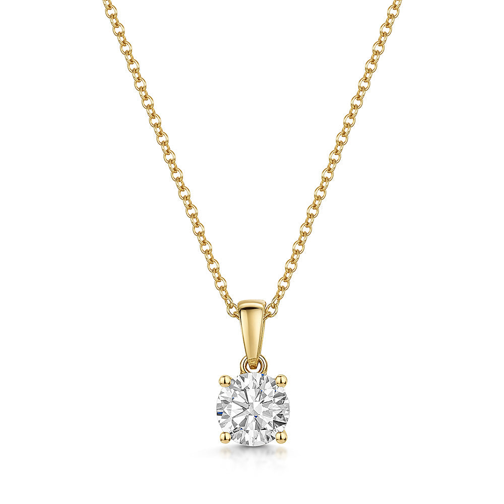 Solitaire 1 Carat Lab Grown Diamond Pendant Set in 9ct Yellow Gold
