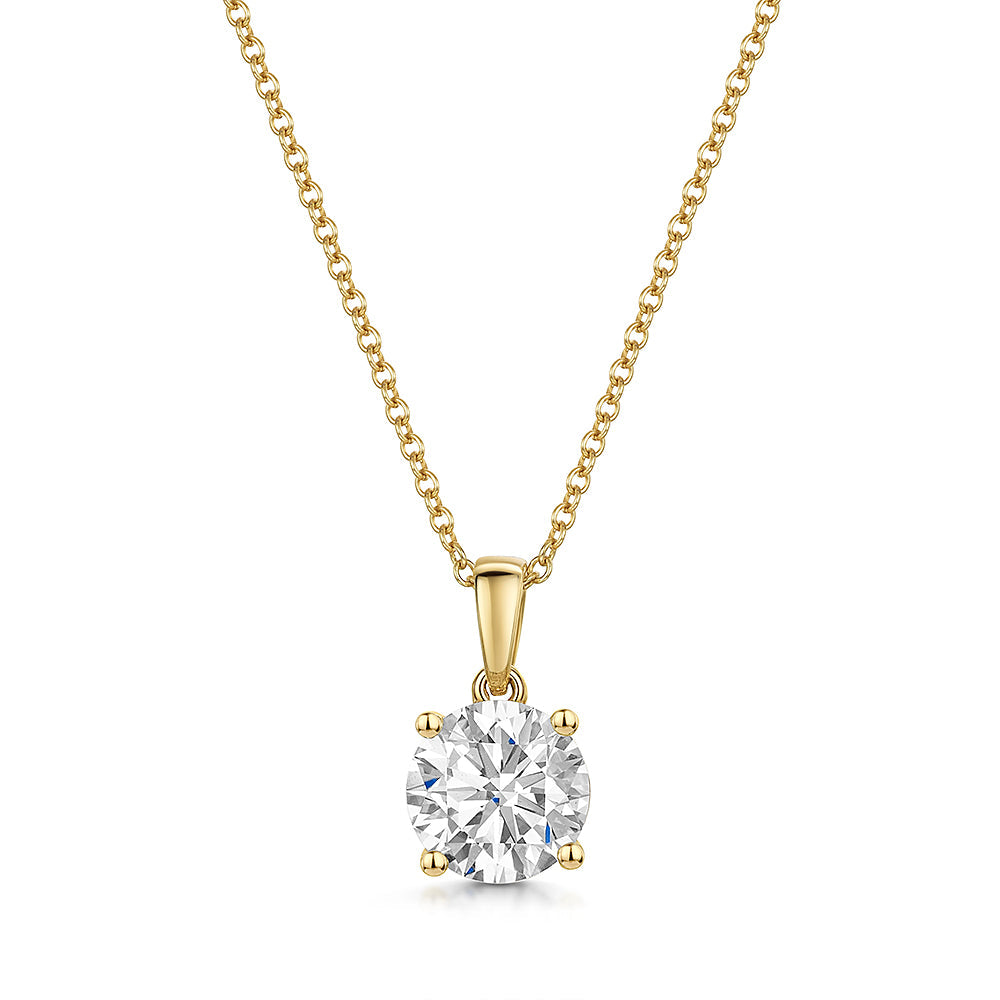 Solitaire 1.5 Carat Lab Grown Diamond Pendant Set in 9ct Yellow Gold