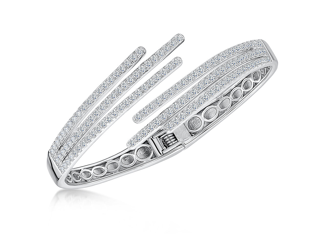 Sterling Silver Hinged Three Finger Bangle