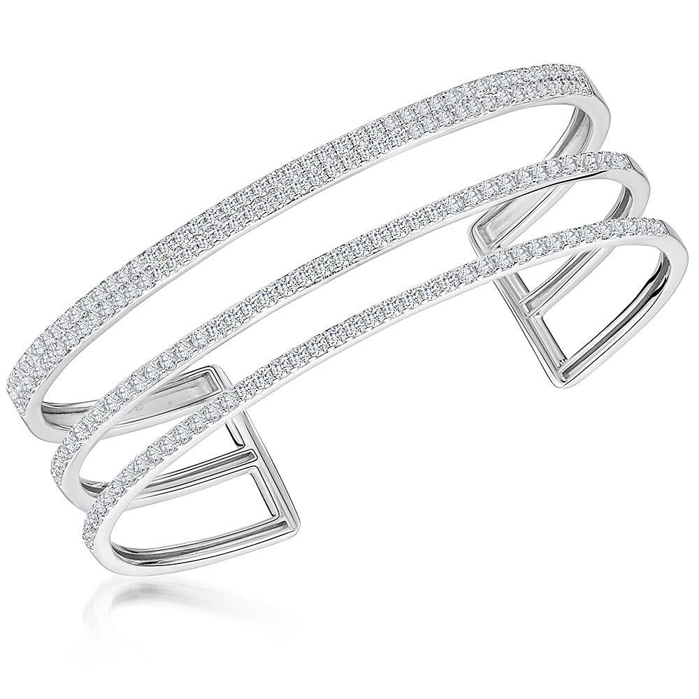 Sterling Silver Triple Strand Cuff Bangle