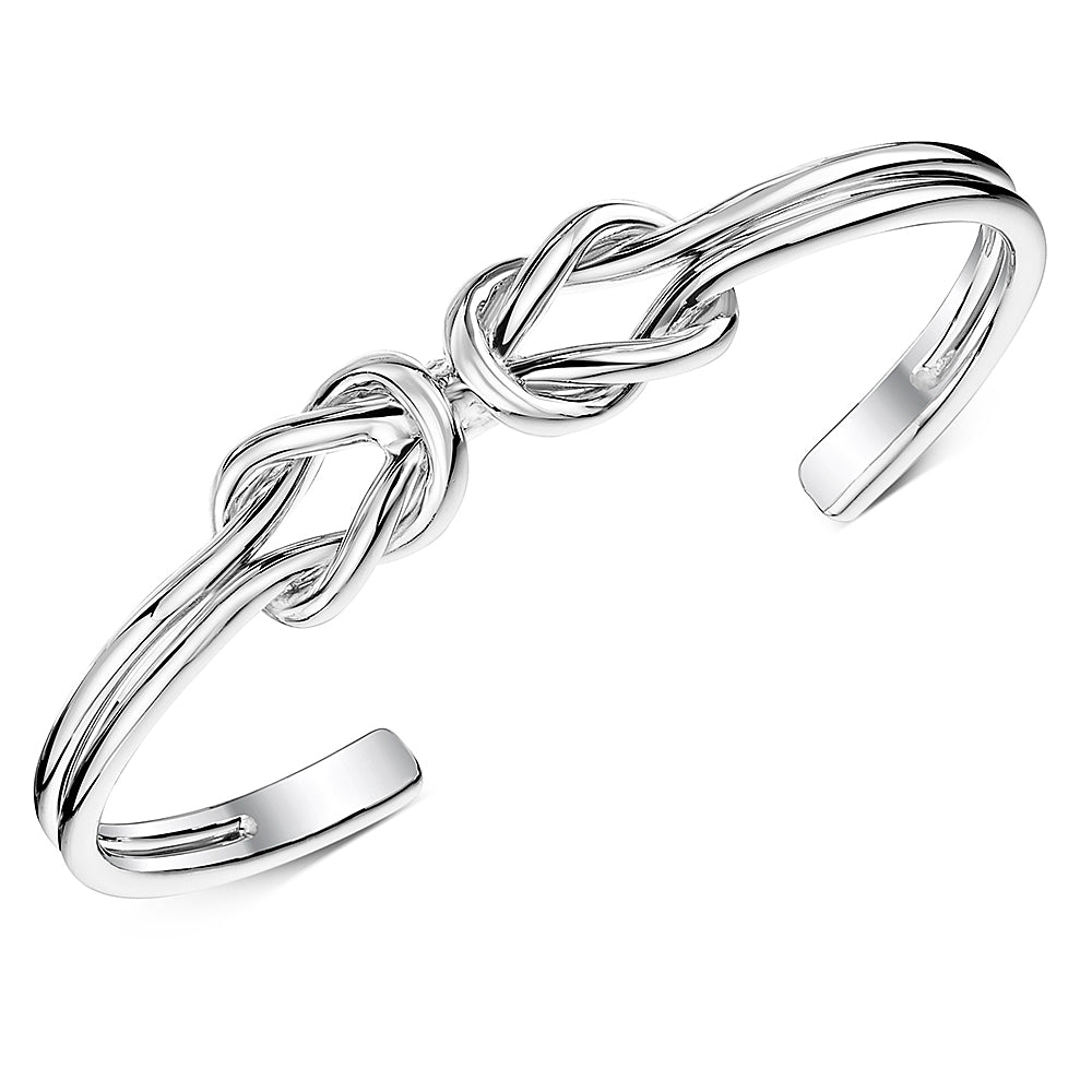 Sterling Silver Double Knot Cuff Bangle