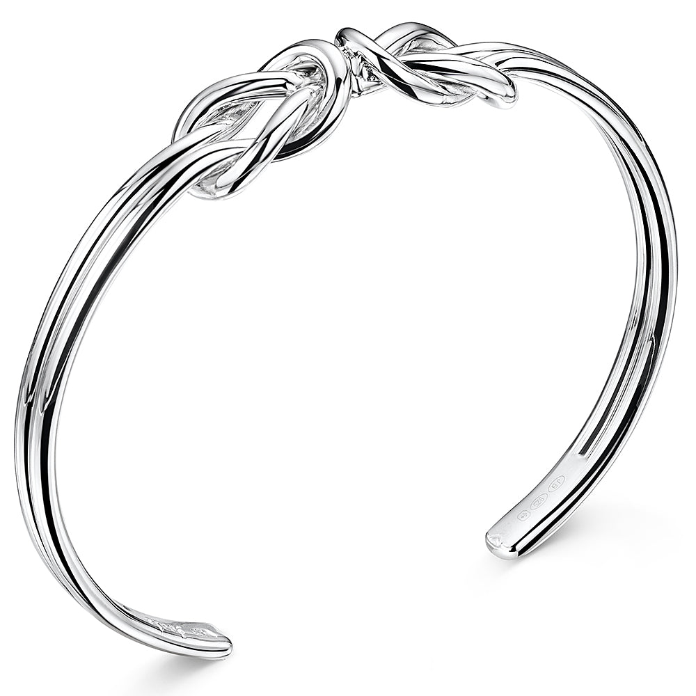 Sterling Silver Double Knot Cuff Bangle