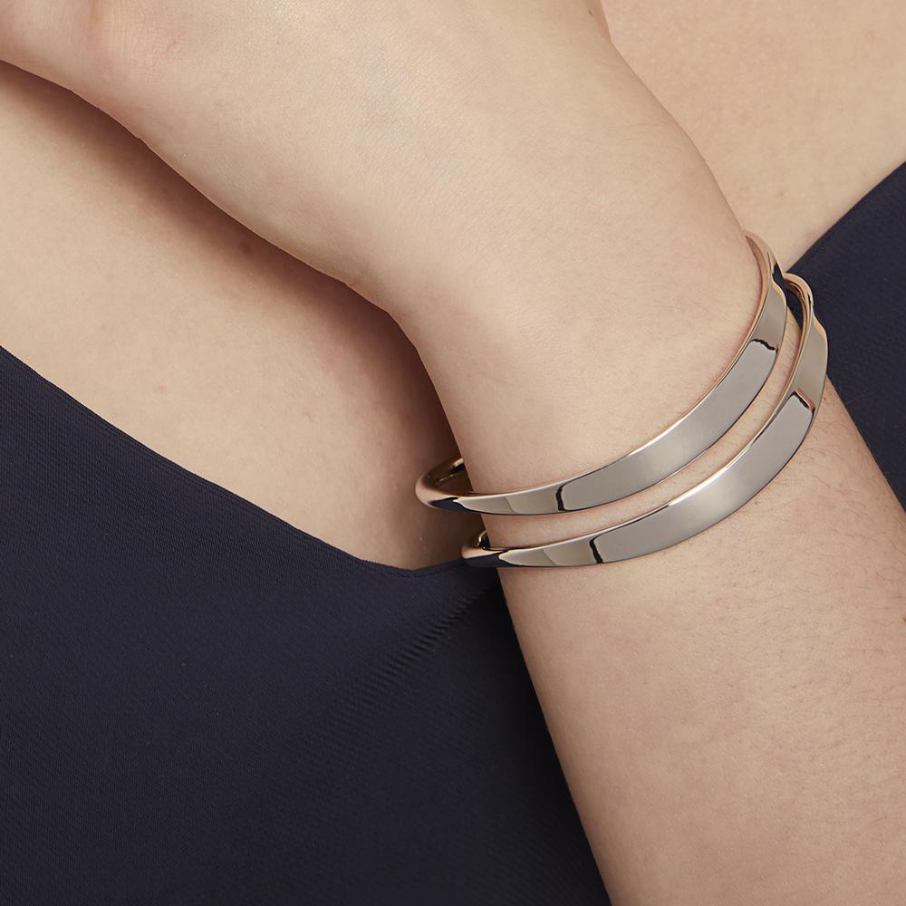 Sterling Silver Double Split Wave Bangle
