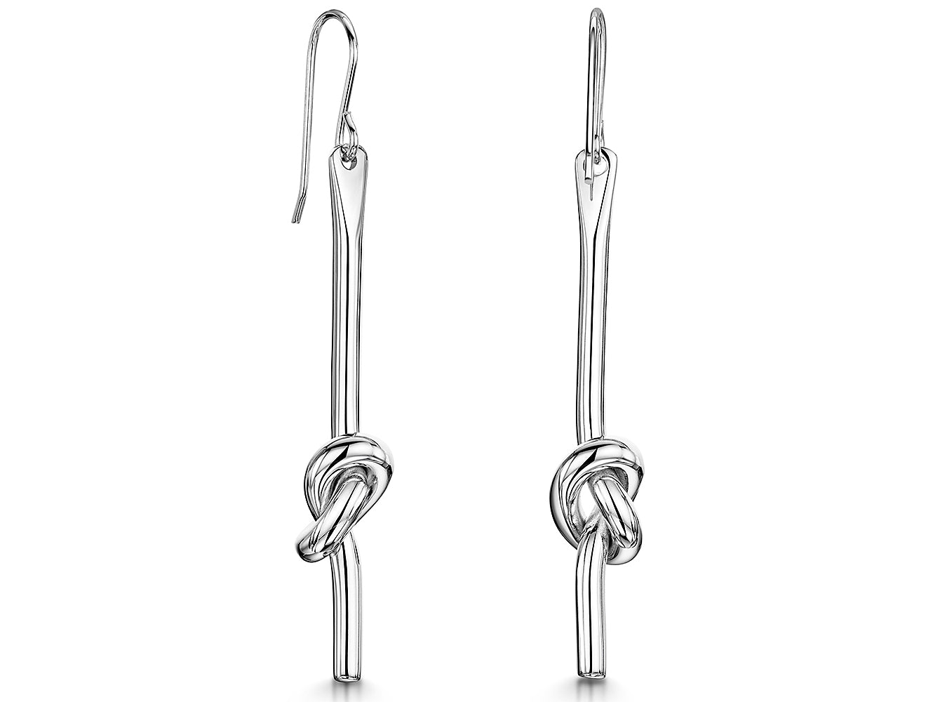 Sterling Silver Single Knot  Drop Earrings