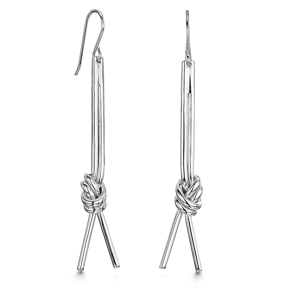 Sterling Silver Double Knot Drop Earrings