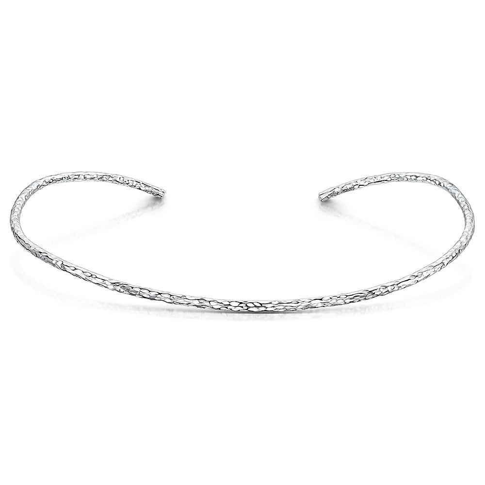 Sterling Silver Hammered Effect Choker Necklace
