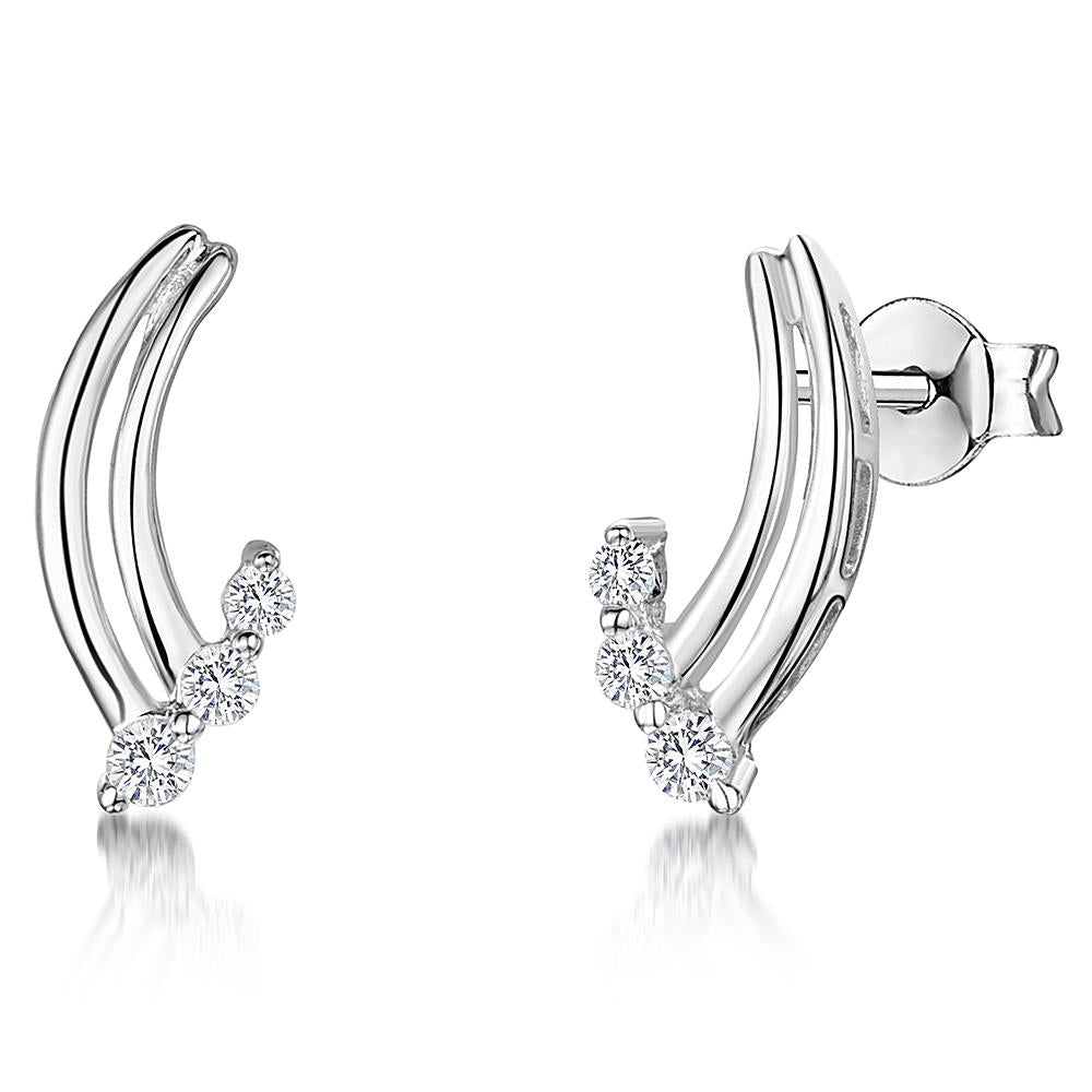Sterling Silver Curved Earrings
