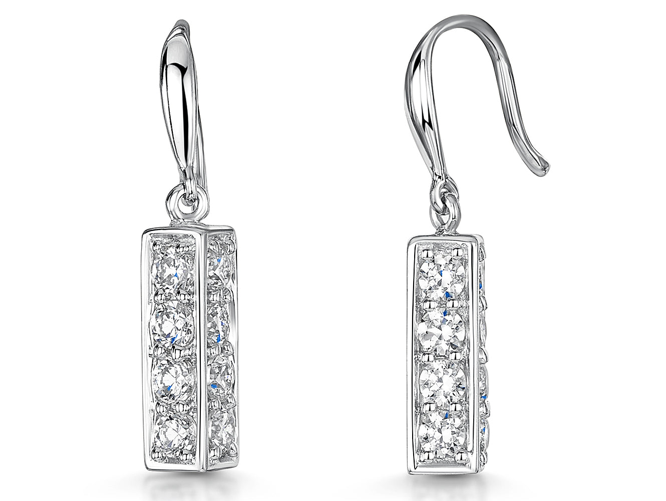 Sterling Silver Rectangular Drop Earrings