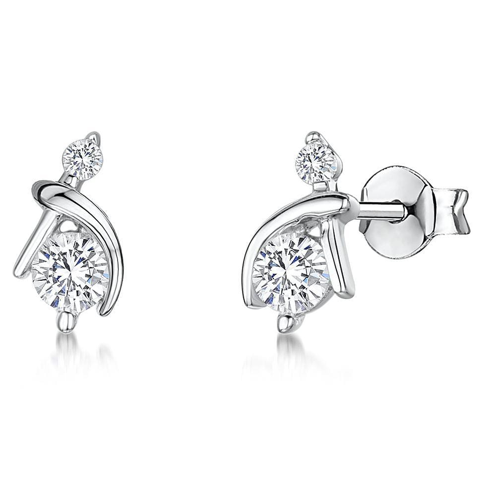 Sterling Silver Cubic Zirconia Twist Stud Earrings